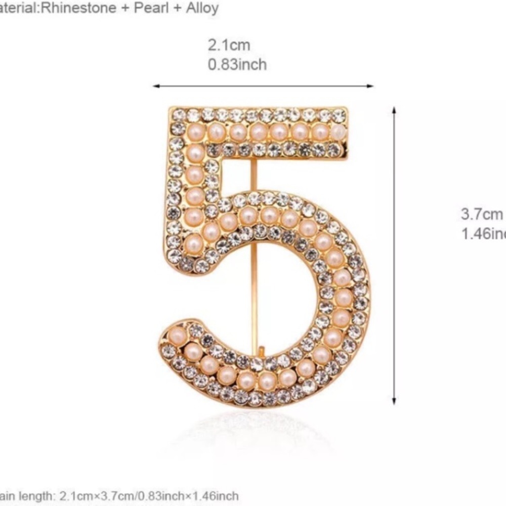 Beautiful N#5 pearl rhinestones GP brooch🌸 - Picture 6 of 7